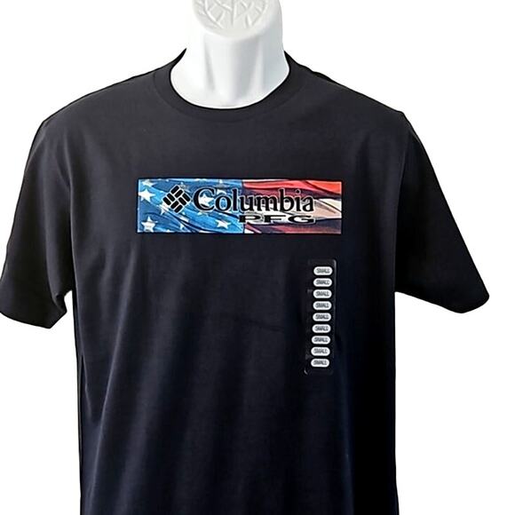 Columbia PFG Men's American Flag Fishing Graphic Tee Shirt Navy Size Small NWT - Picture 3 of 6